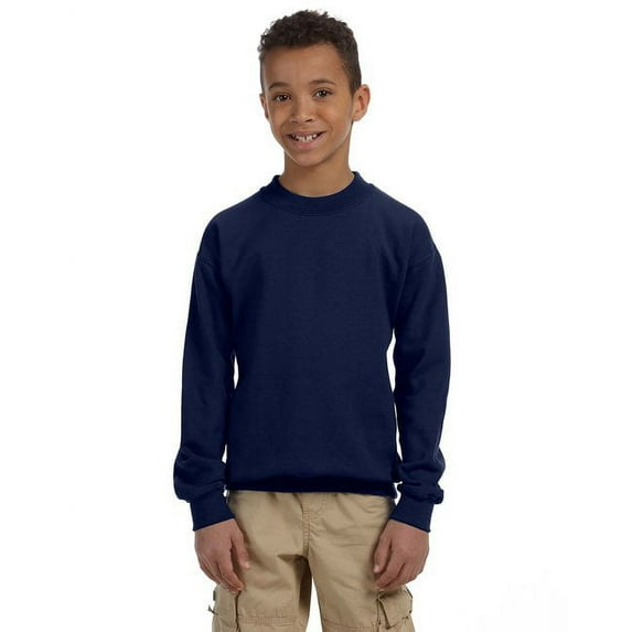 The Gildan Youth Heavy Blend 8 oz, 50/50 Fleece Crew - NAVY - L