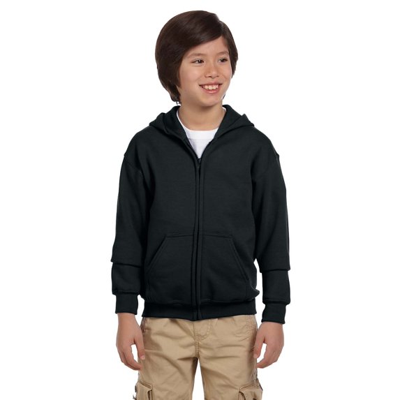 The Gildan Youth Heavy Blend 8 oz, 50/50 Full-Zip Hood - BLACK - S