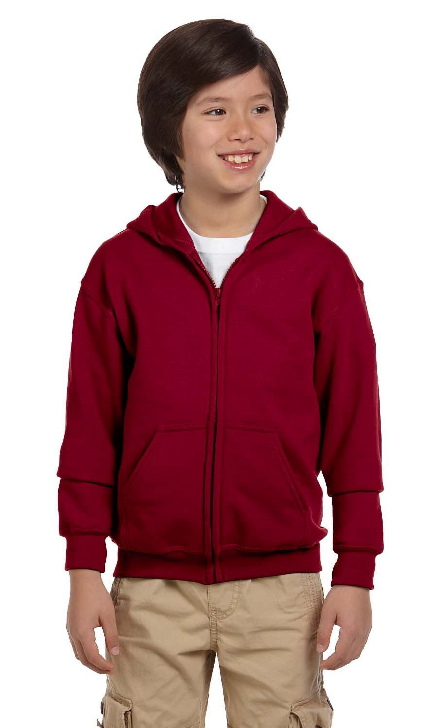 The Gildan Youth Heavy Blend 8 oz 50 50 Full Zip Hood CARDINAL RED XS Walmart