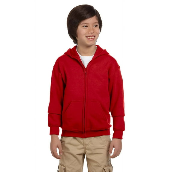 The Gildan Youth Heavy Blend 8 oz, 50/50 Full-Zip Hood - RED - M