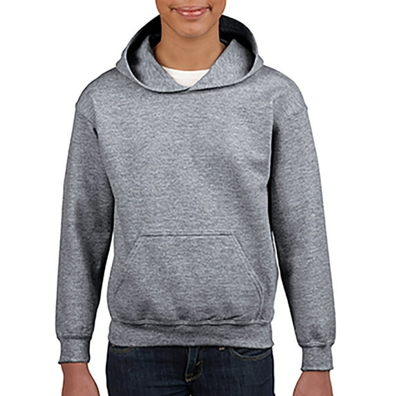 The Gildan Youth Heavy Blend 8 oz, 50/50 Hood - GRAPHITE HEATHER - L