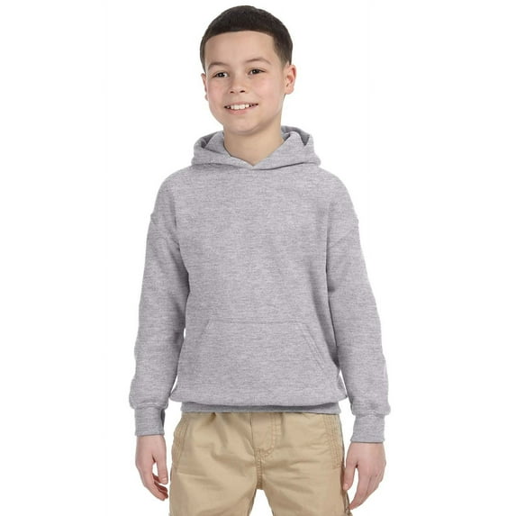 The Gildan Youth Heavy Blend 8 oz, 50/50 Hood - SPORT GREY - XS