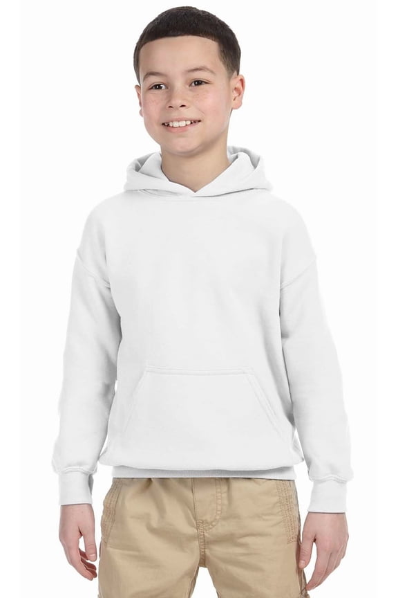 The Gildan Youth Heavy Blend 8 oz, 50/50 Hood - WHITE - S