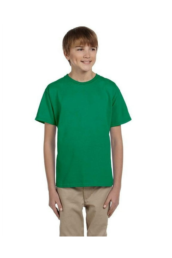 The Gildan Youth Ultra Cotton 6 oz T-Shirt - KELLY GREEN - M