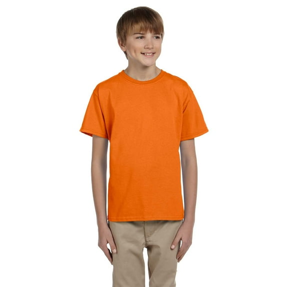 The Gildan Youth Ultra Cotton 6 oz T-Shirt - SAFETY ORANGE - XS