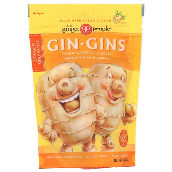 The Ginger People Gin Gins Double Strength Hard Ginger Candy, 3 Oz