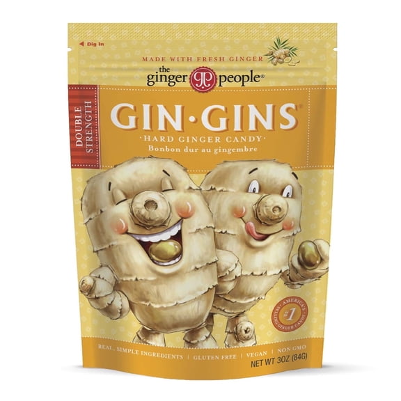 The Ginger People, GinGins, Hard Ginger Candy, Double Strength, 3 oz Pack of 2