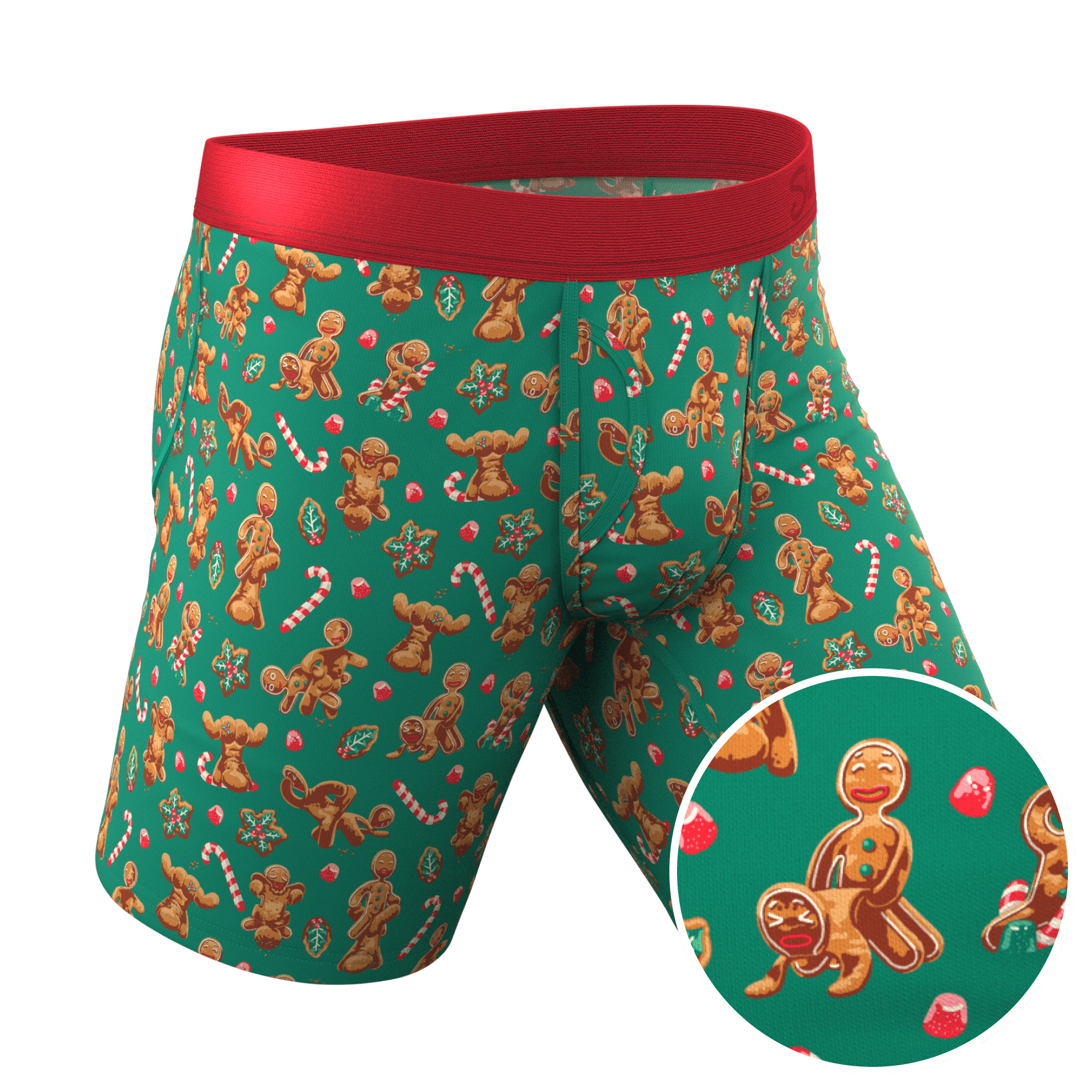 The Ginger Rail - Shinesty Gingerbread Long Leg Ball Hammock Pouch Boxers  With Fly Small 