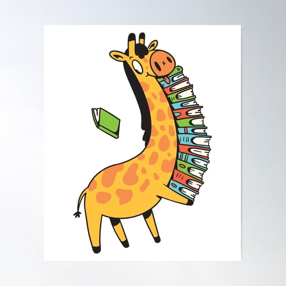 The Giraffe Librarian. Poster Wall Art, Modern Wall Decor For Living Room Bedroom, 16x24 UNFRAMED