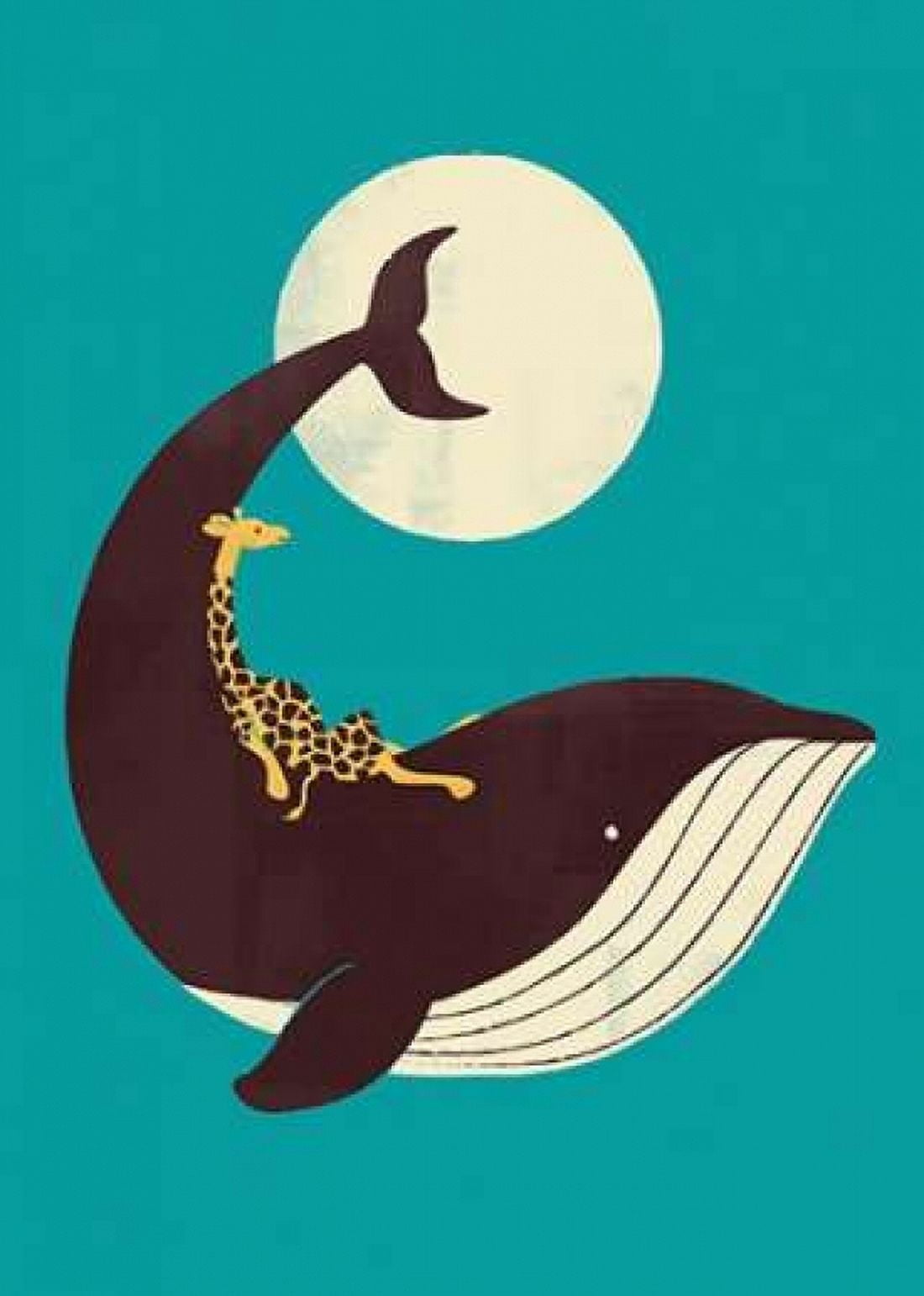 The Giraffe and The Whale Canvas Art - Jay Fleck (18 x 24)