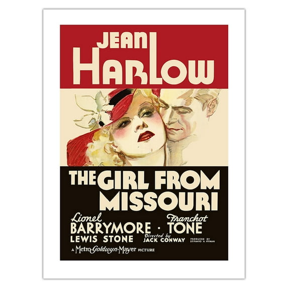 The Girl from Missouri - Starring Jean Harlow Lionel Barrymore Jean Franchot - Vintage Film Movie Poster c.1934 - Bamboo Fine Art 290gsm Paper Print (Unframed) 18x24in