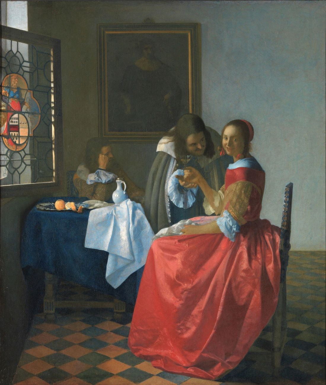 The Girl With A Wineglass Canvas Art - Johannes Vermeer (24 x 36)