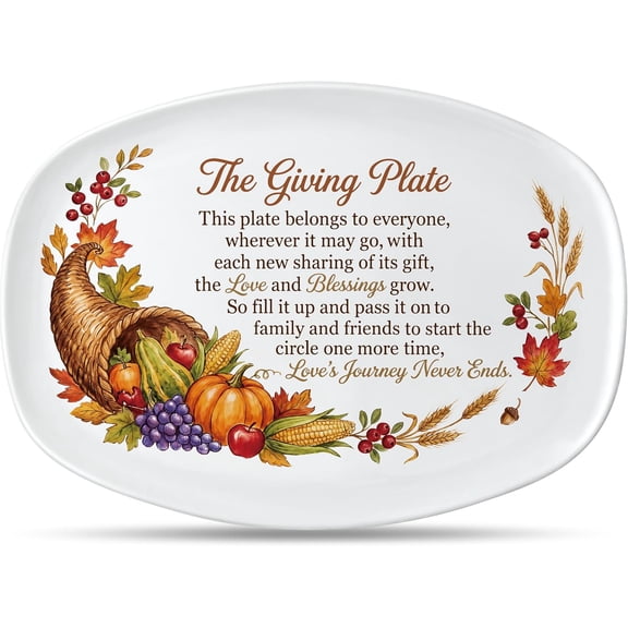 The Giving Plate Oval Serving Platter, Thanksgiving Fall Harvest Decorative Sharing Plate