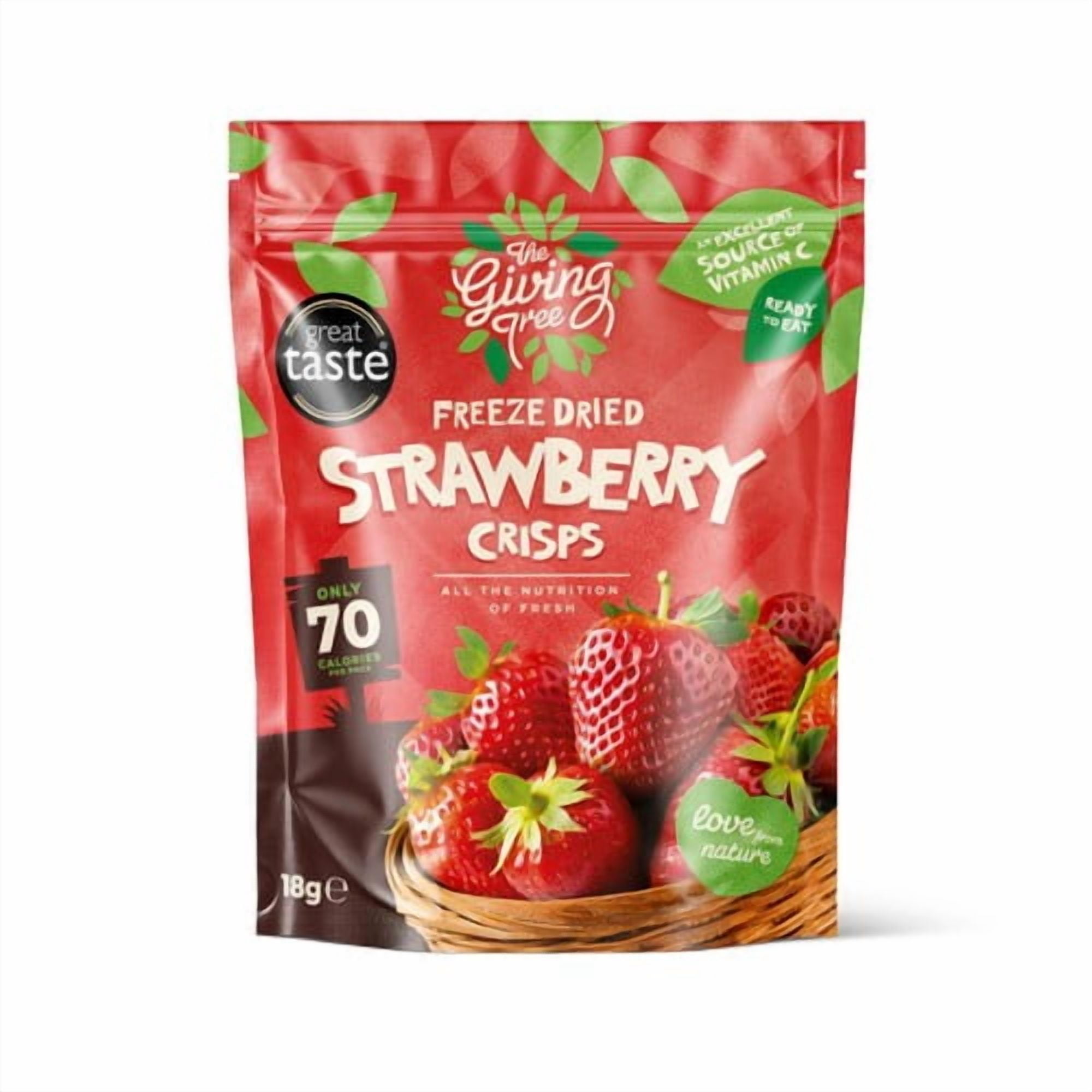 The Giving Tree Freeze Dried Strawberry Crisps 18g, British Import (Pack of 2)