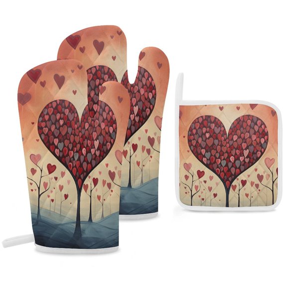 The Giving Tree Insulated Gloves And Pot Mats (four Piece Set)