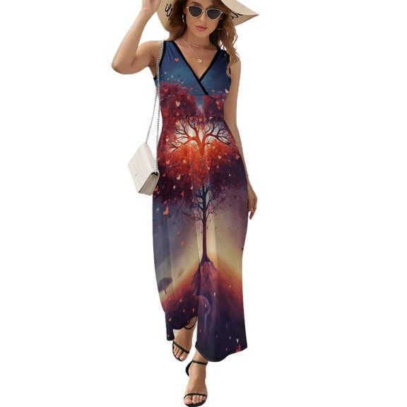 The Giving Tree King Size Sleeveless Dress Dresses Summer Women Dresses Clothing Woman Dresses Dress