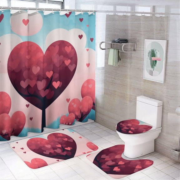 The Giving Tree Shower Curtain Sets with Rugs 4 Piece Rustic