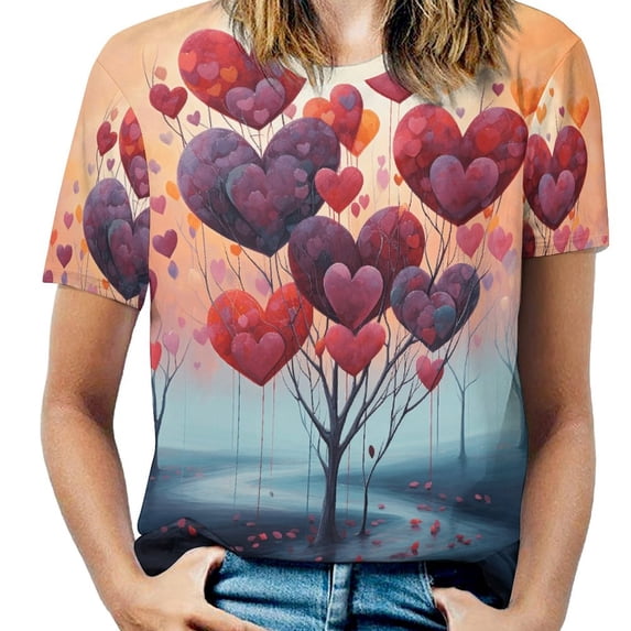 The Giving Tree Women's Short Sleeve T-Shirt Crew Neck Casual Summer Trendy Loose Fit Tops