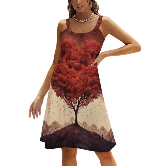 The Giving Tree Women's Summer Dresses 2025 Beach Casual Sleeveless Floral Print Tank Loose Sundress