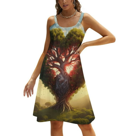 The Giving Tree Womens Summer Dresses Casual Sleeveless Tshirt Sundresses Vacation Beach Cover Up Dress