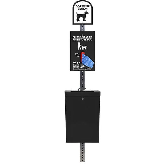 The Gladiator Dog Waste Station / Tissue-Style Bag System (Black)