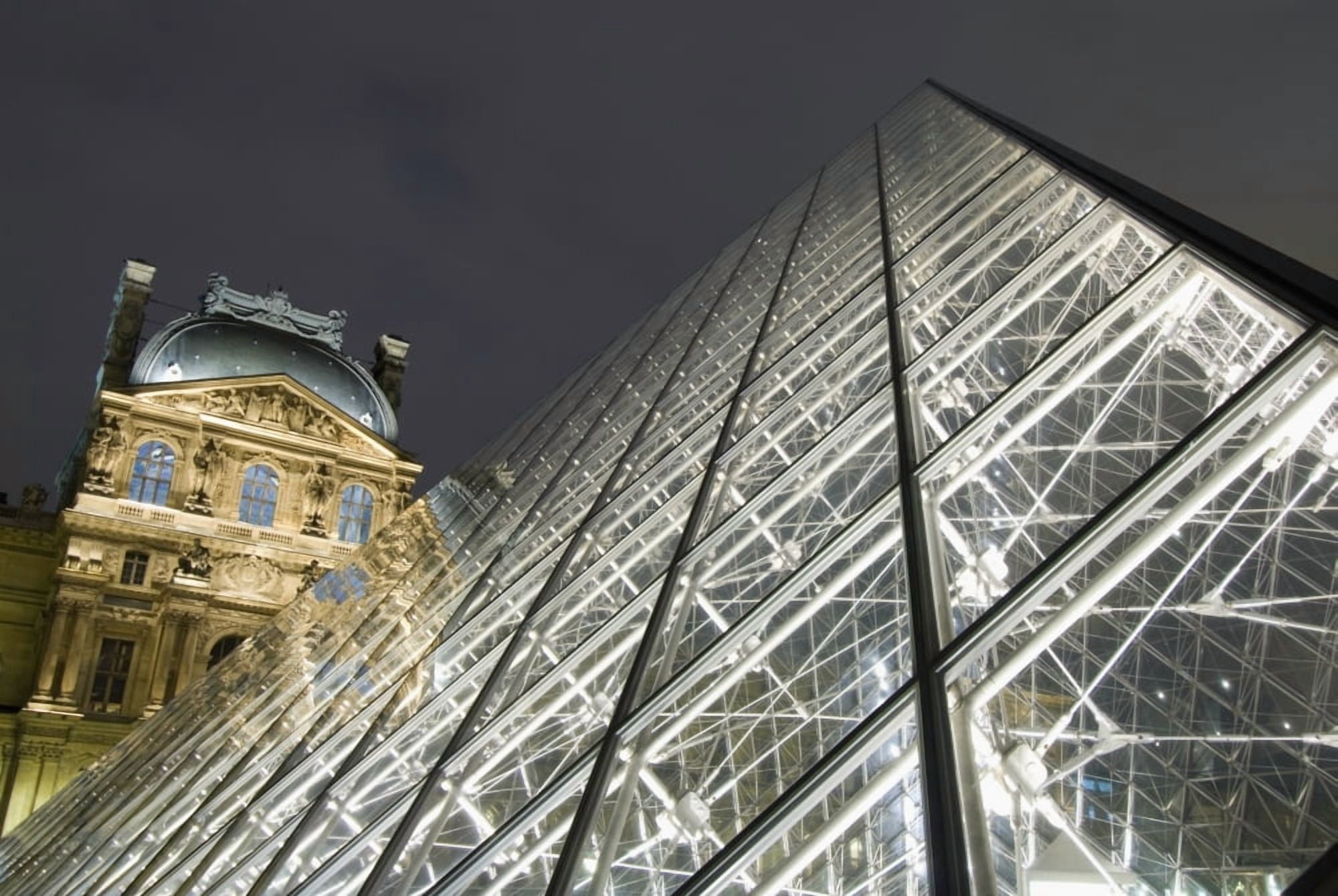 The Glass Pyramid And The Louvre At Dusk Canvas Art - Ian Cumming Design Pics (17 x 11)