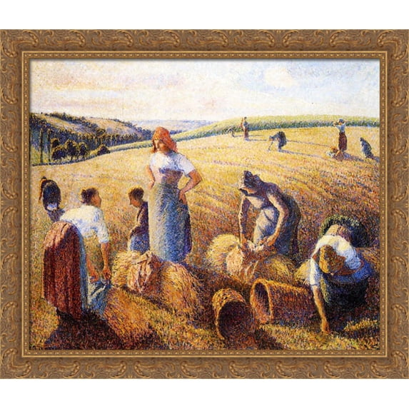 The Gleaners 34x28 Large Gold Ornate Wood Framed Canvas Art by Camille Pissarro