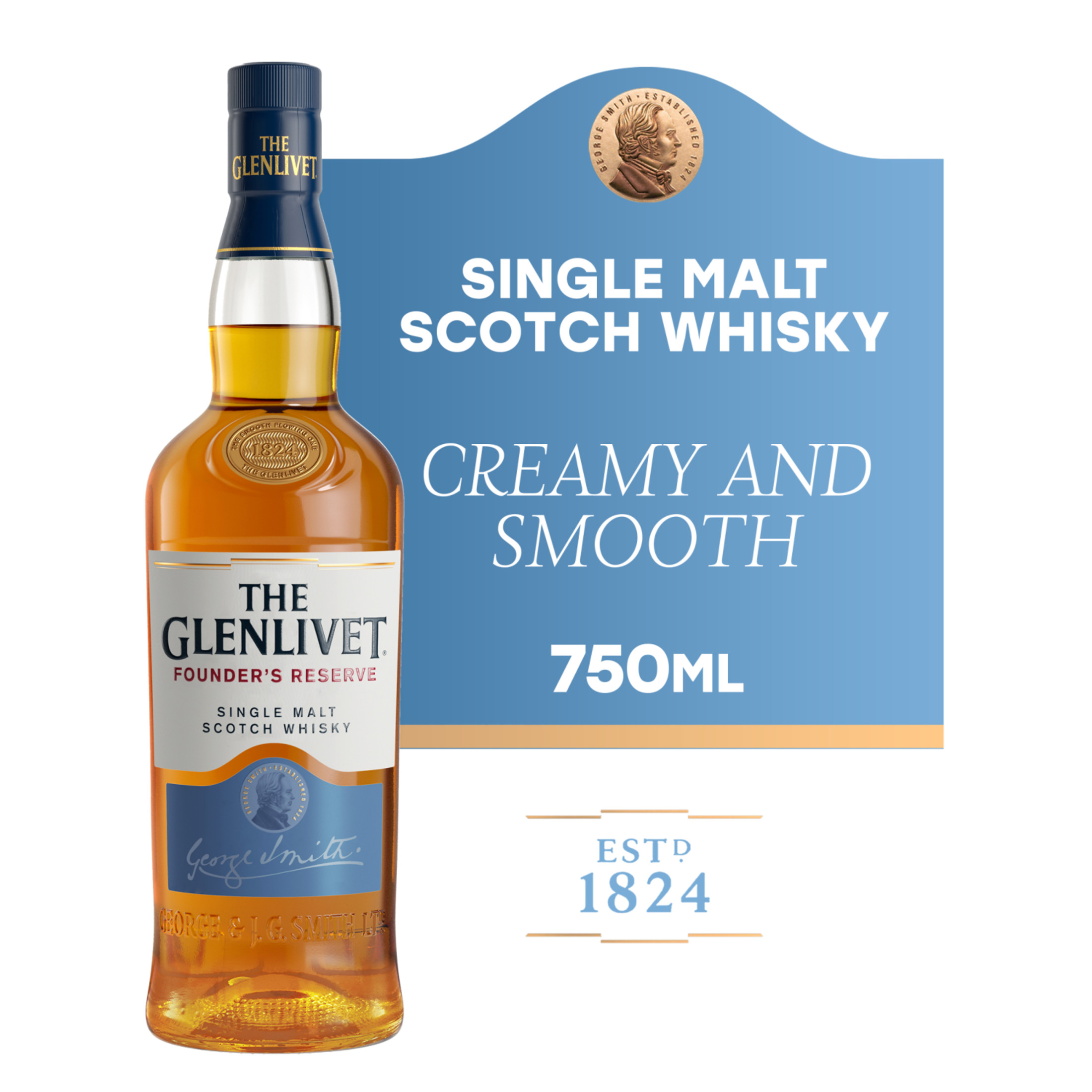 The Glenlivet Founder's Reserve Single Malt Scotch Whisky, 750 mL Bottle, 40% ABV - image 1 of 8