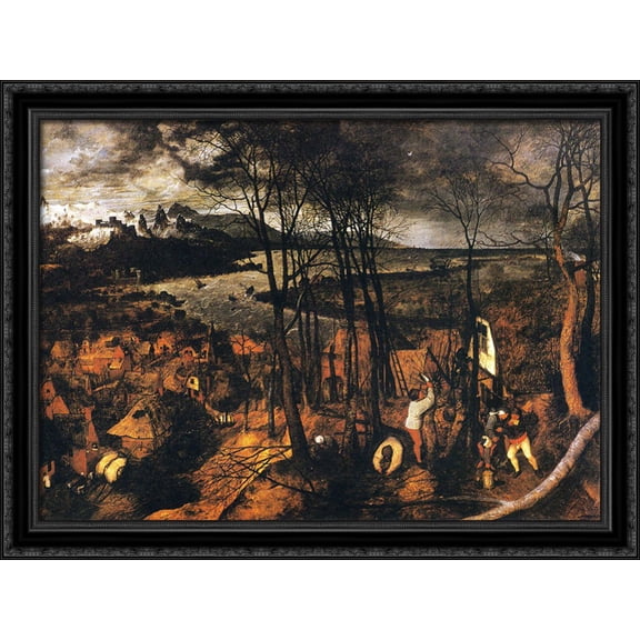 The Gloomy Day 38x28 Large Black Ornate Wood Framed Canvas Art by Pieter Bruegel the Elder