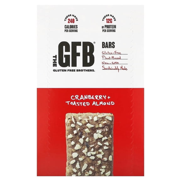 The Gluten Free Bar The GFB Cranberry Toasted Almond - 12 Bars Pack of 3