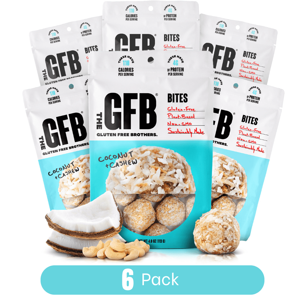 The Gluten Free Brothers Coconut Cashew Bites Protein Balls, Non GMO, Vegan, 6 Count, 4 oz