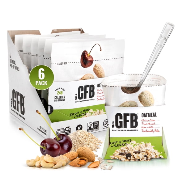 The Gluten Free Brothers Protein Oatmeal Cups - Fruit, Nuts and Seeds  Vegan, 2 oz (6 ct)