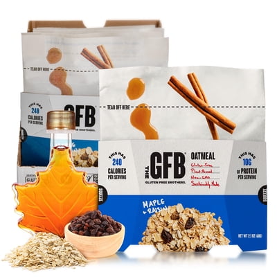 The Gluten Free Brothers Protein Oatmeal Cups Maple Raisin Vegan 6 Count 2 oz