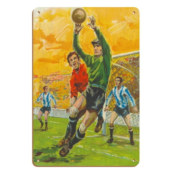 The Goalkeeper (Goalie) - Spanish Soccer Football - Vintage Sports Poster c.1963 - 8 x 12 inch Vintage Wood Art Sign
