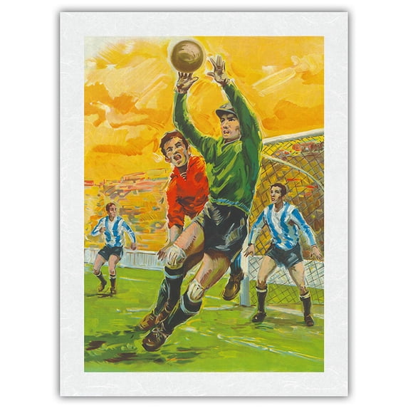 The Goalkeeper (Goalie) - Spanish Soccer Football - Vintage Sports Poster c.1963 - Japanese Unryu Rice Paper Art Print (Unframed) 18 x 24 in
