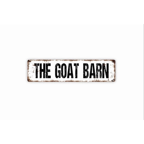 The Goat Barn Sign - Goat House Farm Farmer Ranch Rustic Street Metal Aluminum Sign or Door Name Plate Plaque - Size: 16 x 4 Inches