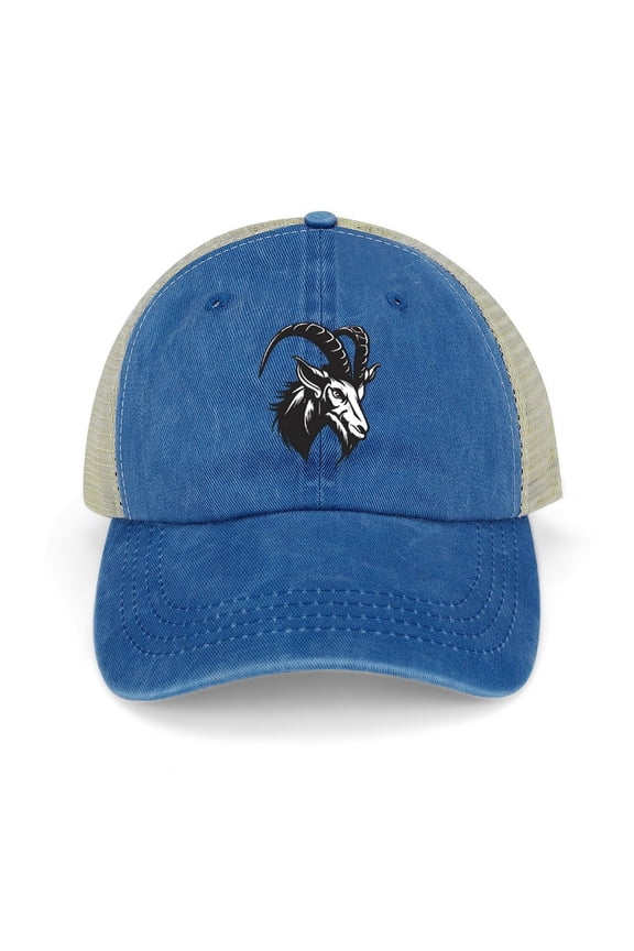 The Goat Dark Blue Baseball Cap for Men Women, Adjustable Snapback Hats Trucker Hat