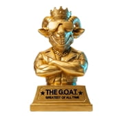 The Goat Trophy Award, Goat with Sunglasses and Crown Design, Gold Plated Resin, 7 Inch Tall