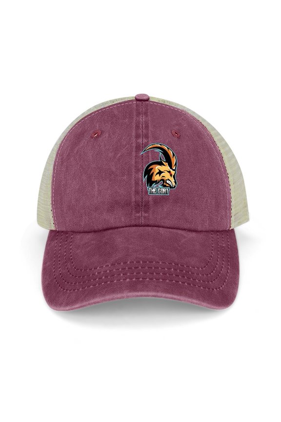 The Goat Wine Red Baseball Cap for Men Women, Adjustable Snapback Hats Trucker Hat