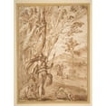 thumbnail image 1 of The Goddess Diana with Her Hounds Standing in A Landscape Poster Print by Agostino Tassi, Italian Ponzano Romano Ca. 1580 1644 Rome, 18 x 24, 1 of 1