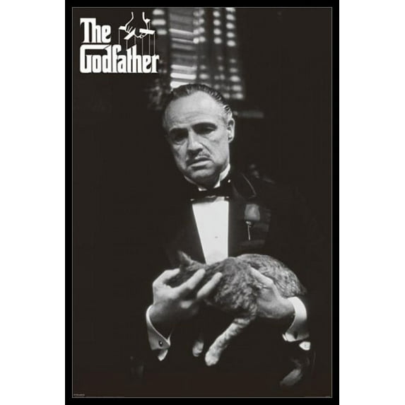 The Godfather - Cat B&W Laminated & Framed Poster (24 x 36)