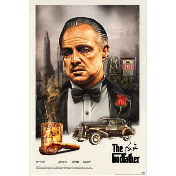 The Godfather - Movie Poster (Marlon Brando - Don Vito Corleone in Tuxedo - Loyalty, Honor, Family) (Size: 24" x 36")