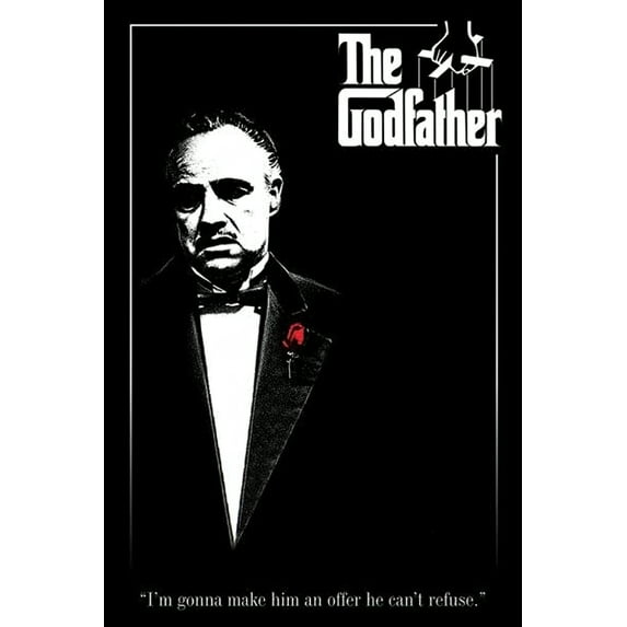 The Godfather - Movie Poster (Regular Style - Red Rose - I'm Gonna Make Him An Offer...) (Black Poster Hanger)