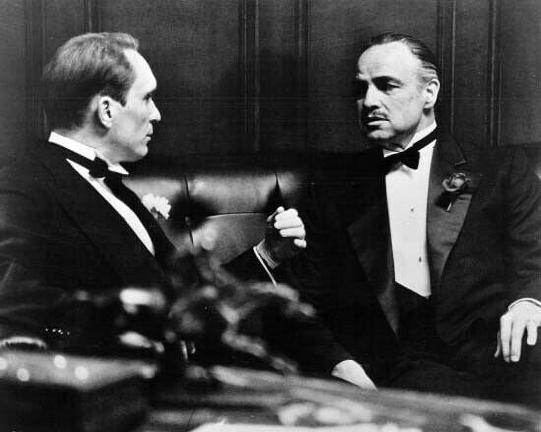 The Godfather Robert Duvall confers with Marlon Brando 5x7 photo