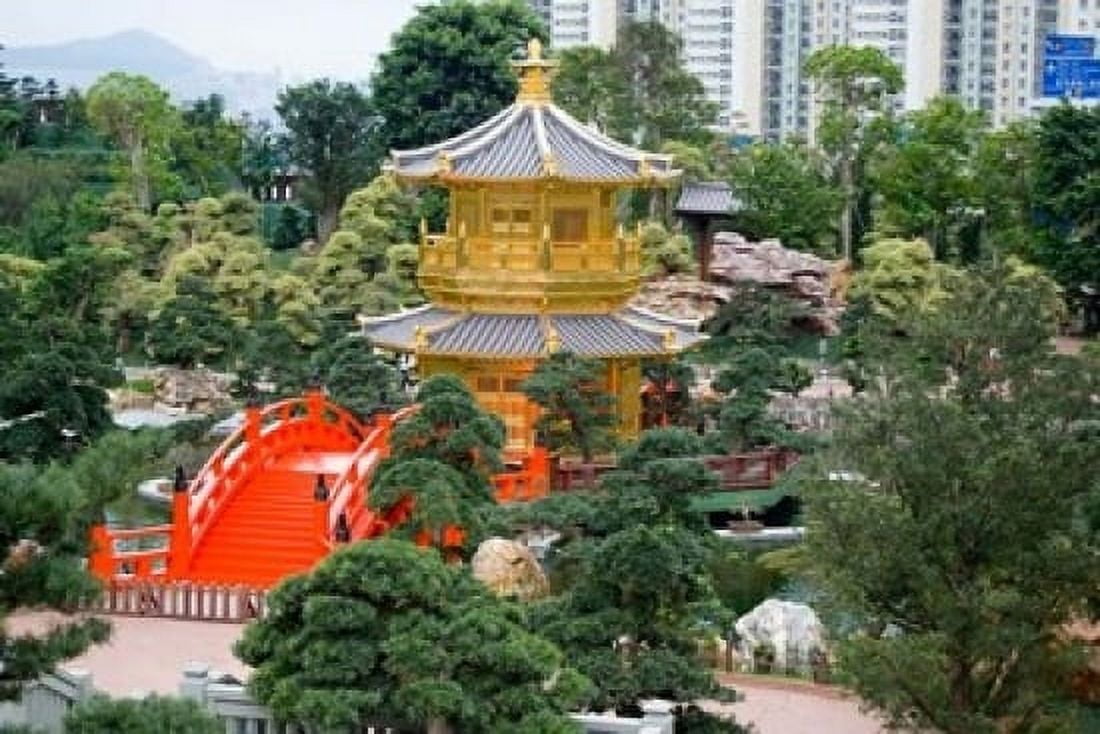 The Gold Pavilion of Absolute Perfection Hong Kong China Canvas Art - Charles Crust DanitaDelimont (24 x 15)