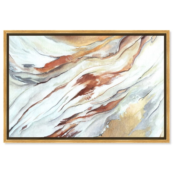 The Gold Splashes Boho Abstract Warm Color Canvas Wall Art by Art Remedy, Gold Floater Frame, 45"x30"