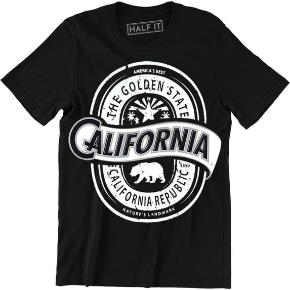 The Golden City California Republic Walking Grizzly Bear Men's Gift T-Shirt
