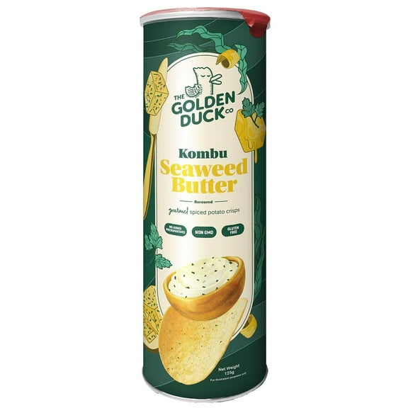 The Golden Duck Kombu Seaweed Butter Spiced Potato Crisps, 4.4oz (125g)-(Pack of 3)