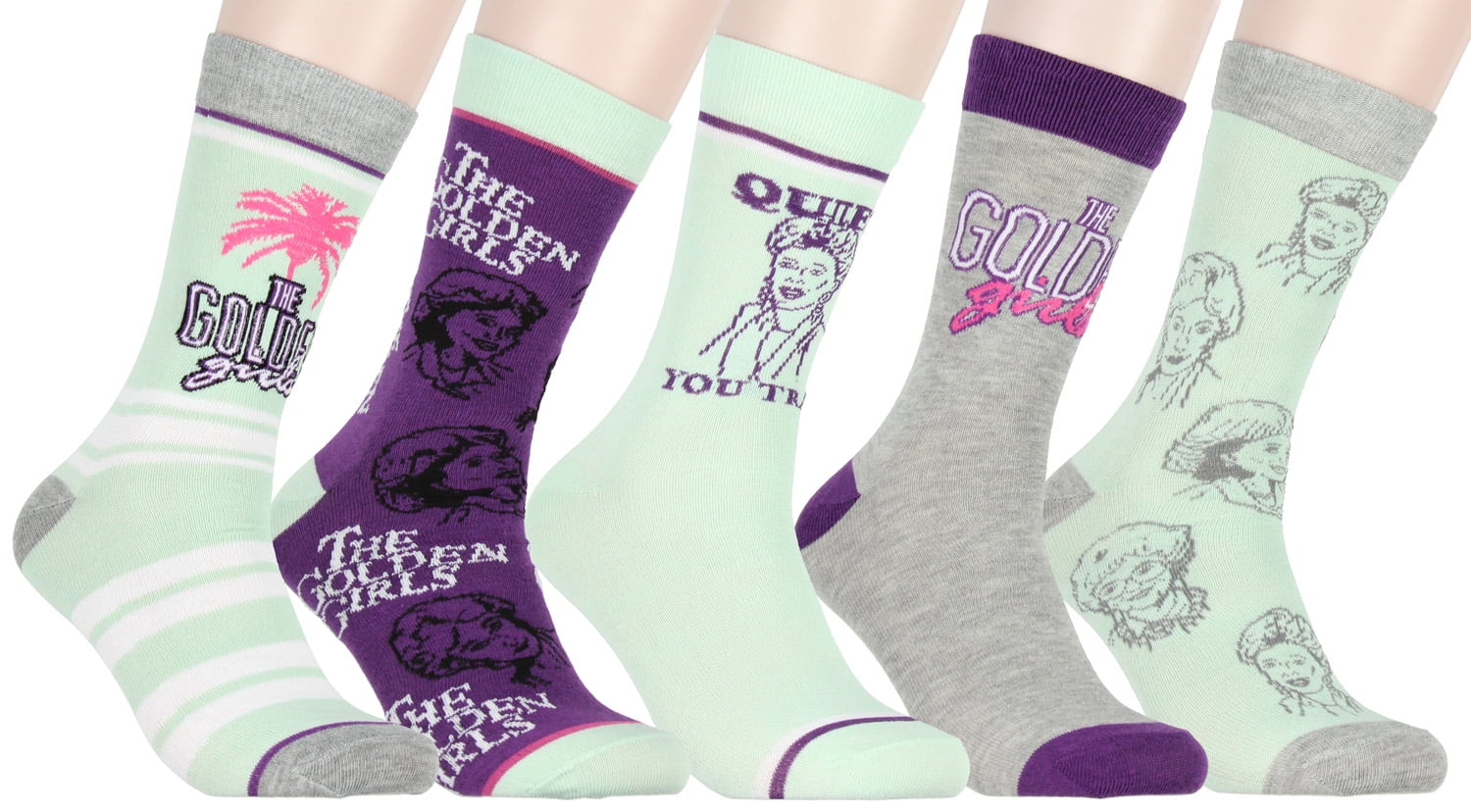 The Golden Girls Adult 5 Pair Casual Crew Socks Set