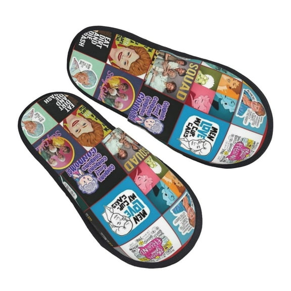 The Golden Girls Furry Slippers For Men Women Fuzzy House Slippers Winter Anti-Slip Indoor And Outdoor Slip On Shoes Medium